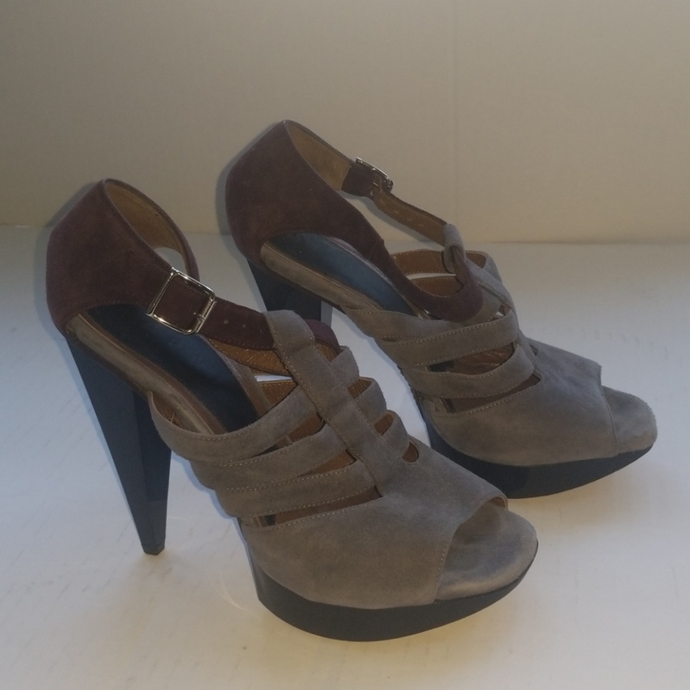 MARNI Suede Two-tone Tapered Resin Heels 37